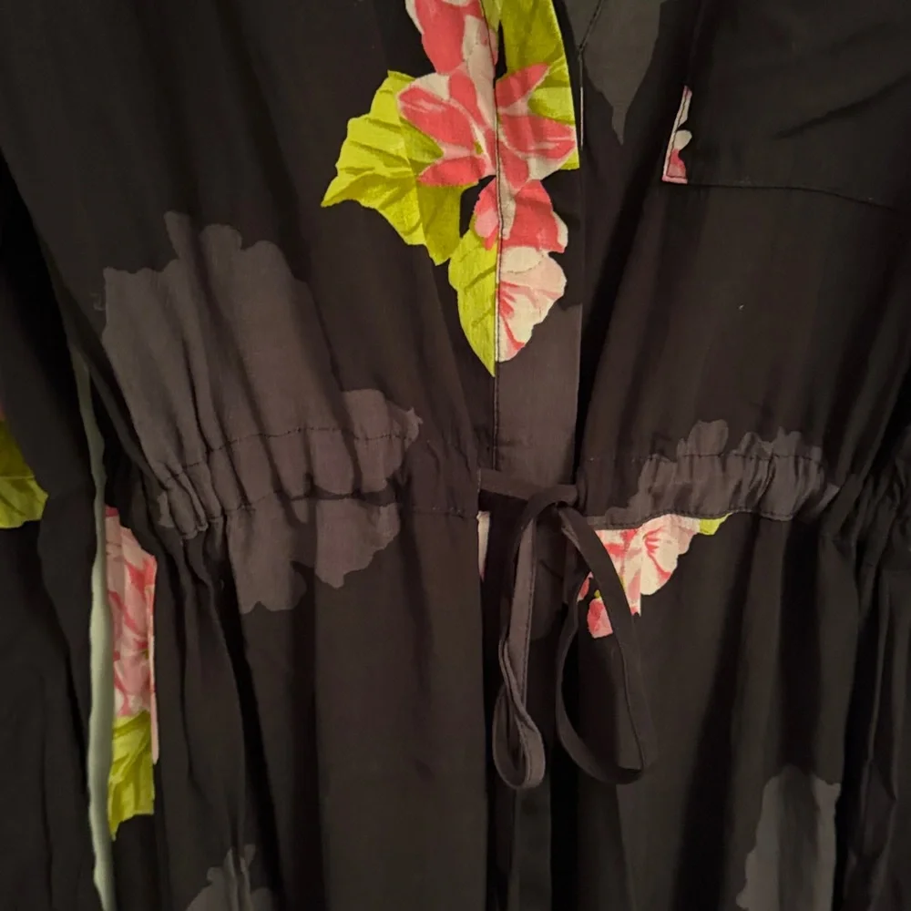 French Connection Black and Pink Floral Long Sleeve Dress - Picture 3 of 5